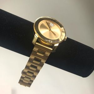 Gold Movado Bold With K1 Crystal Dot Ring